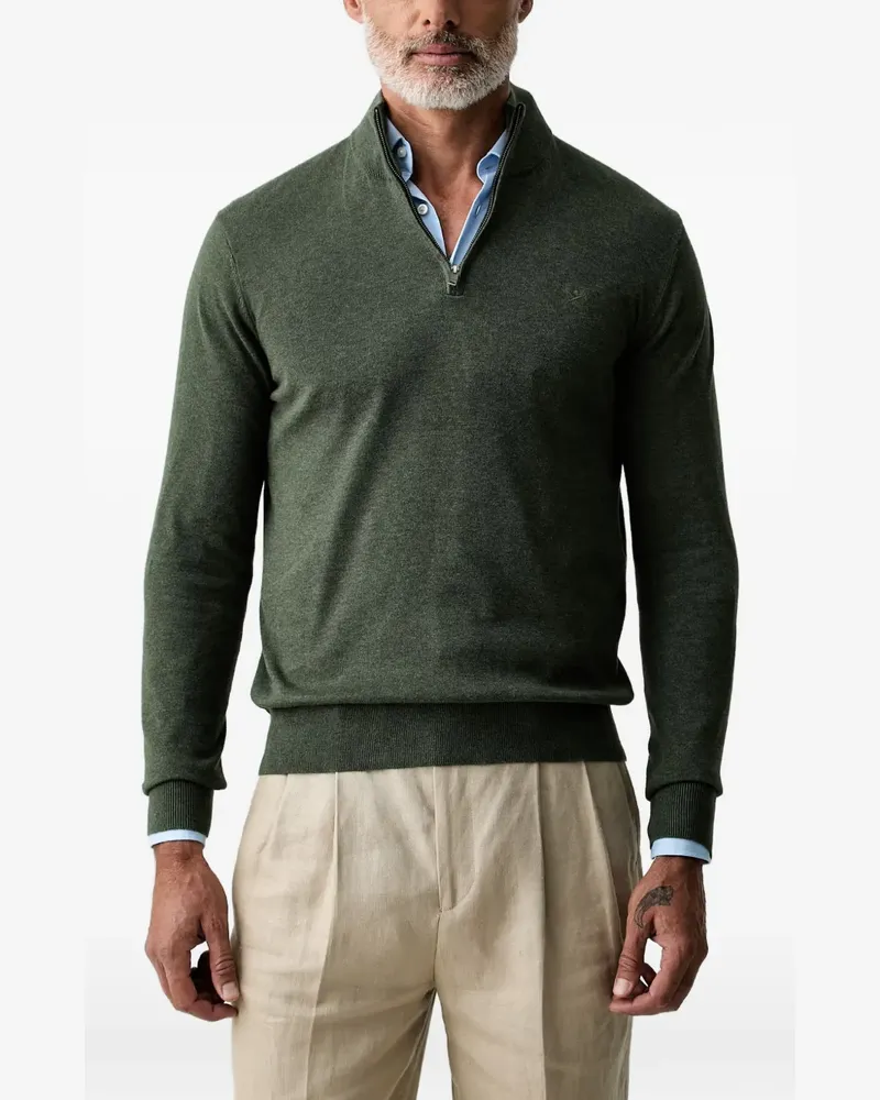 Hackett Bestickter Pullover mit Viertelreißverschluss - Grün Grün