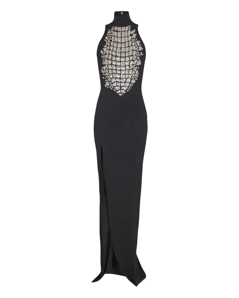Balmain Verziertes Maxikleid mit Stehkragen - Schwarz Schwarz