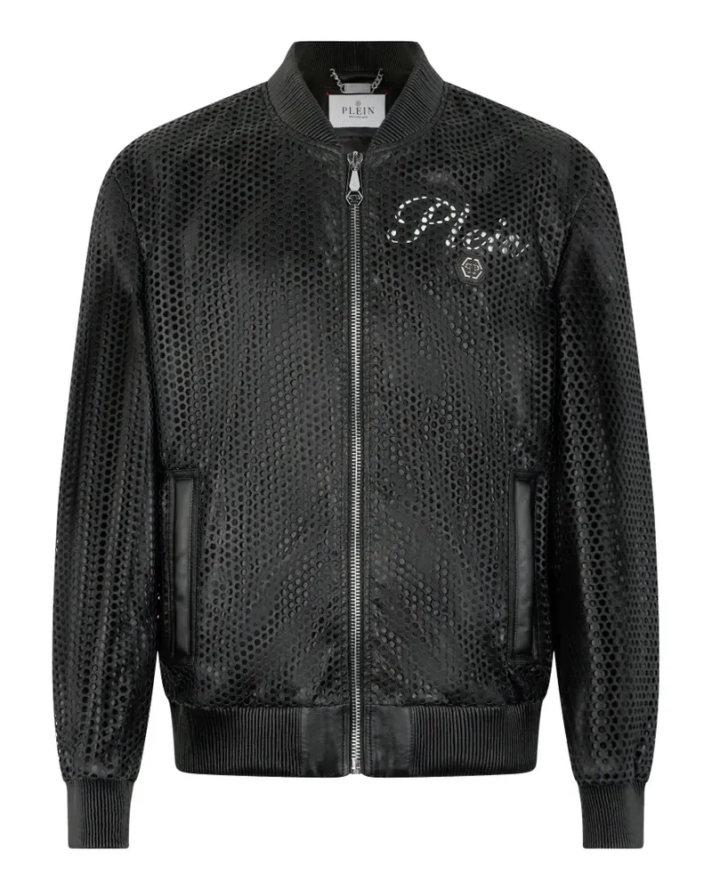 Philipp Plein perforated leather bomber - Schwarz Schwarz