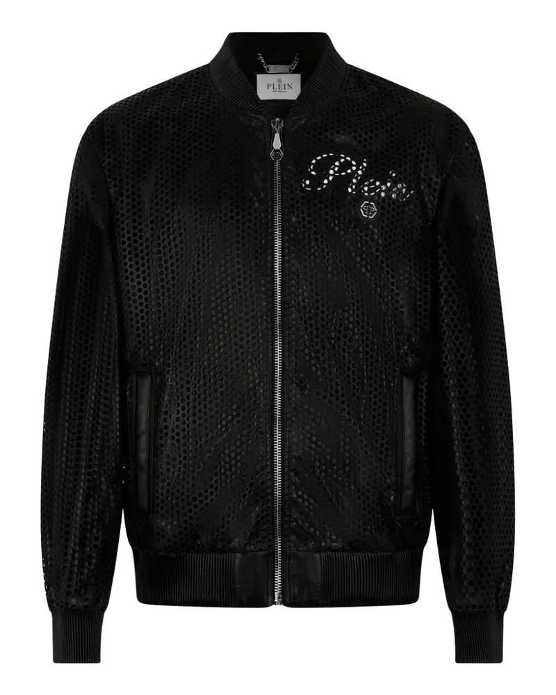 Philipp Plein perforated leather bomber - Schwarz Schwarz