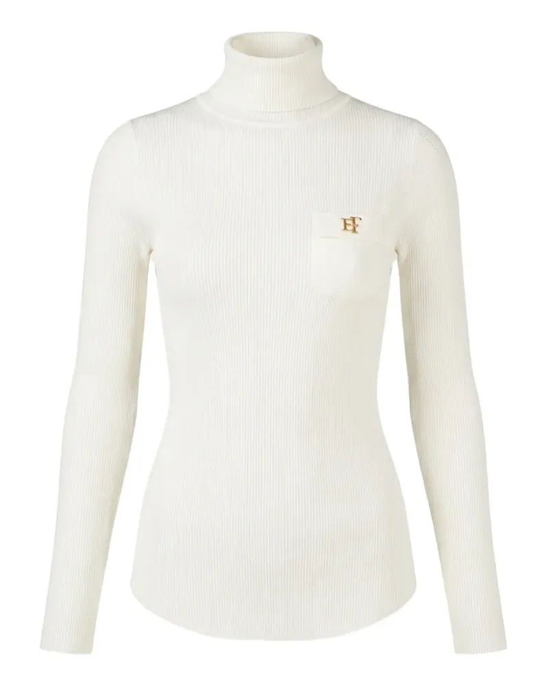 Elisabetta Franchi Gerippter Rollkragenpullover - Weiß Weiß