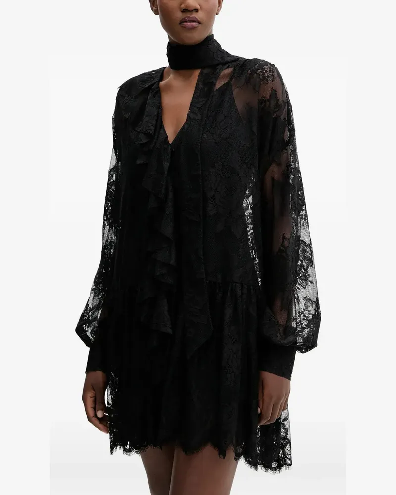 Aniye By Lace ruffled mini dress - Schwarz Schwarz