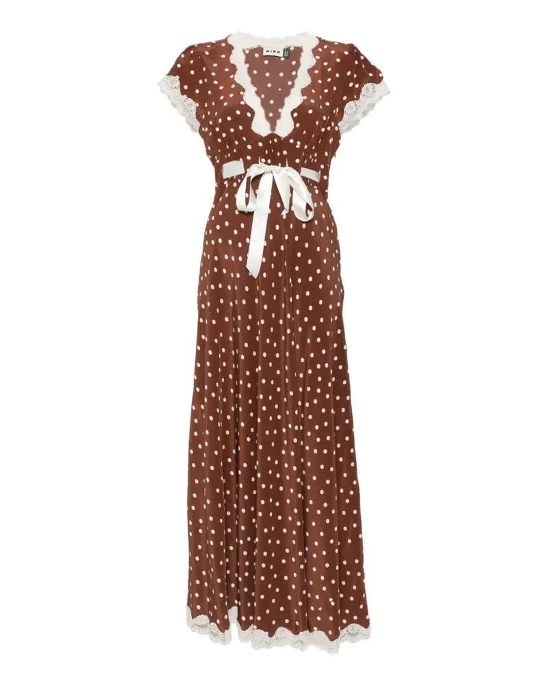 RIXO Marlice lace-trim polka-dot maxi dress - Braun Braun