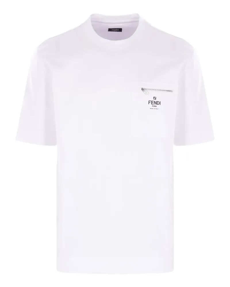 Fendi T-Shirt mit Reißverschlusstasche - Weiß Weiß