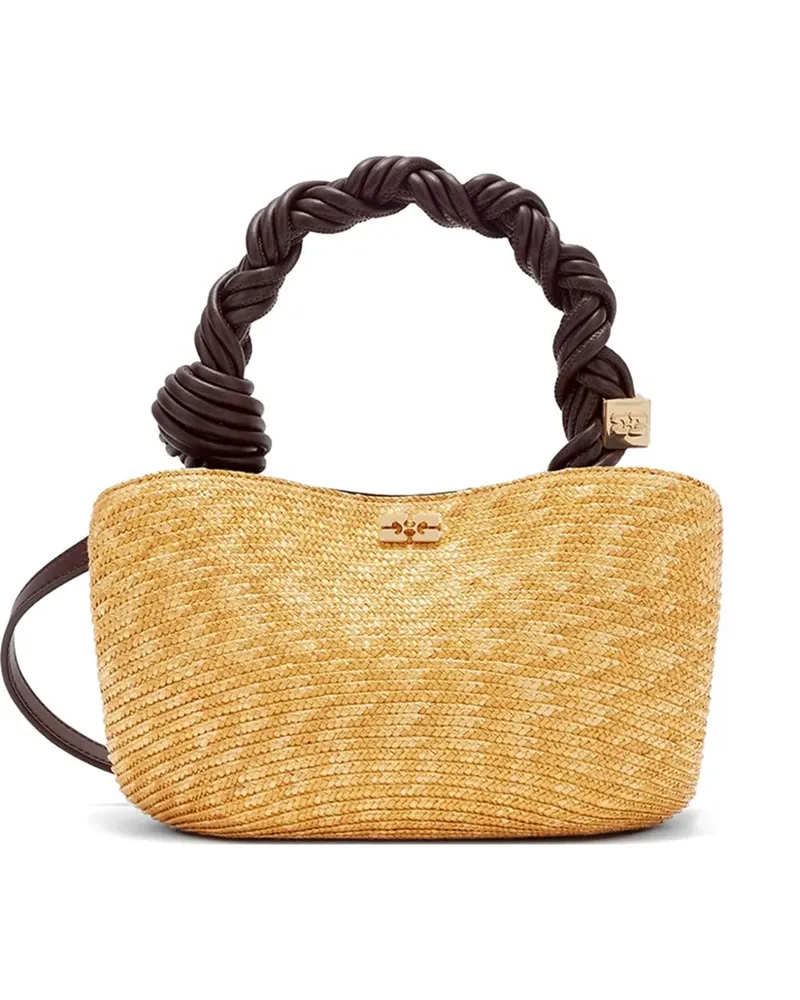 Ganni Bou Handtasche mit Flechtriemen - Nude Nude