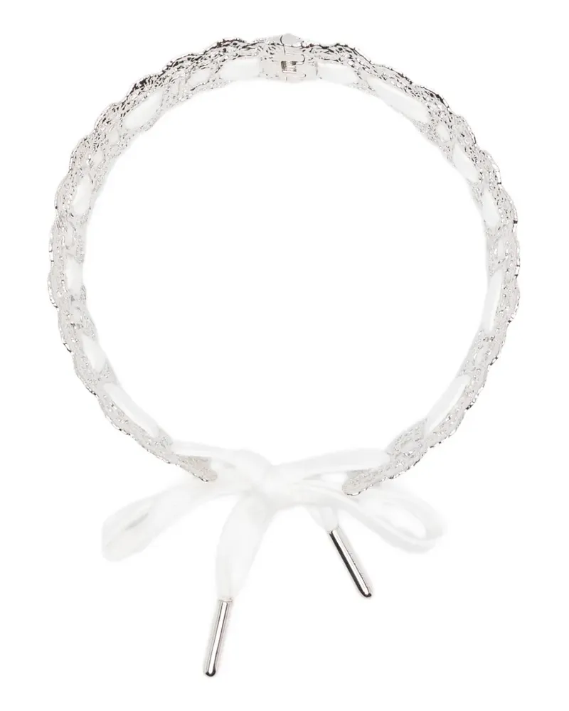 SHUSHU/TONG x Yvmin bow-detail lace-trim necklace - Silber Silber