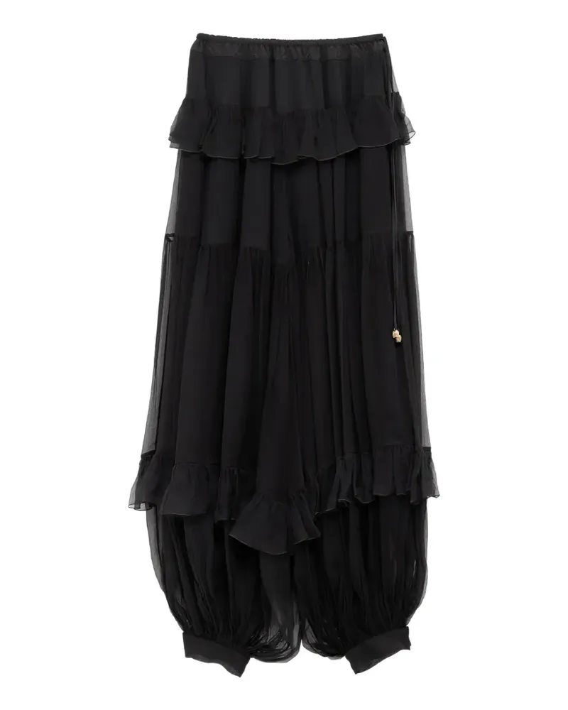 Chloé Gestufte Hose mit Rüschen - Schwarz Schwarz