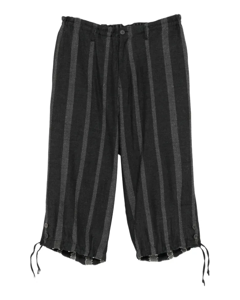 Yohji Yamamoto Gestreifte Wide-Leg-Shorts - Schwarz Schwarz