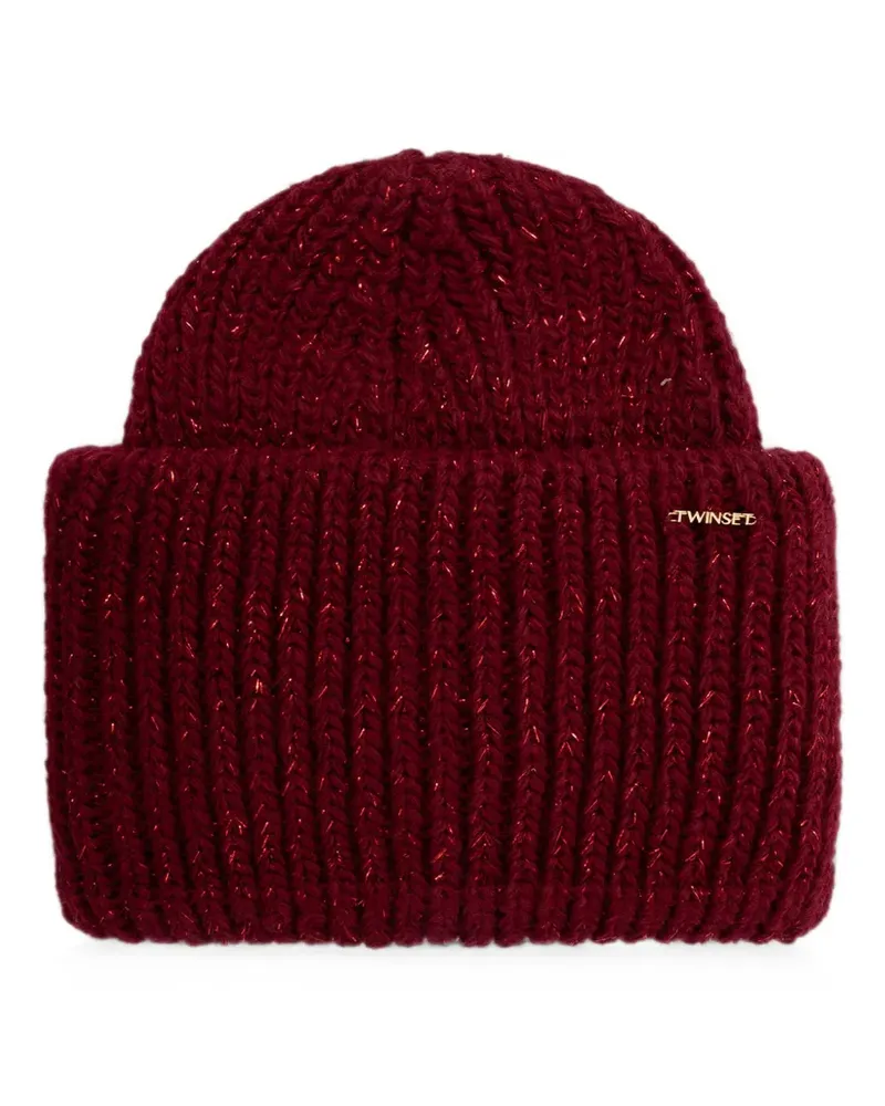 Twin-Set knitted beanie with lurex - Rot Rot