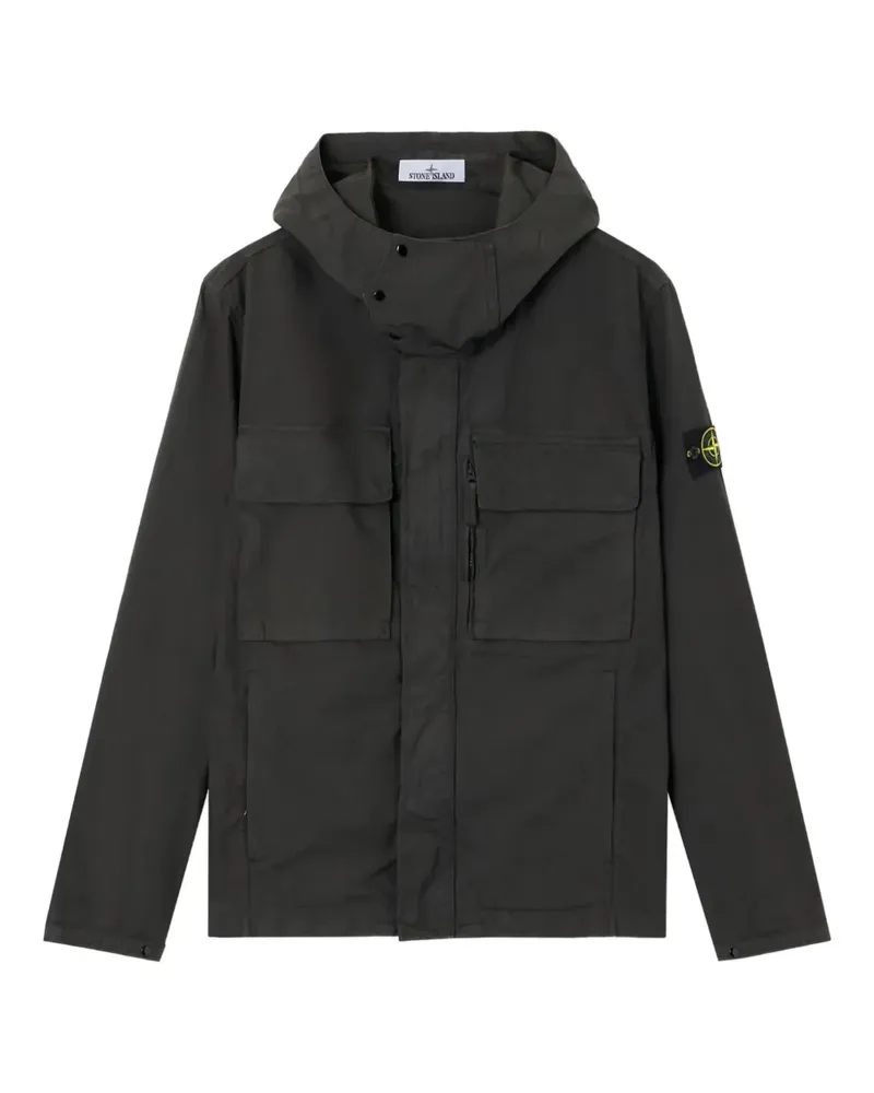 Stone Island hooded patch-pocket jacket - Schwarz Schwarz
