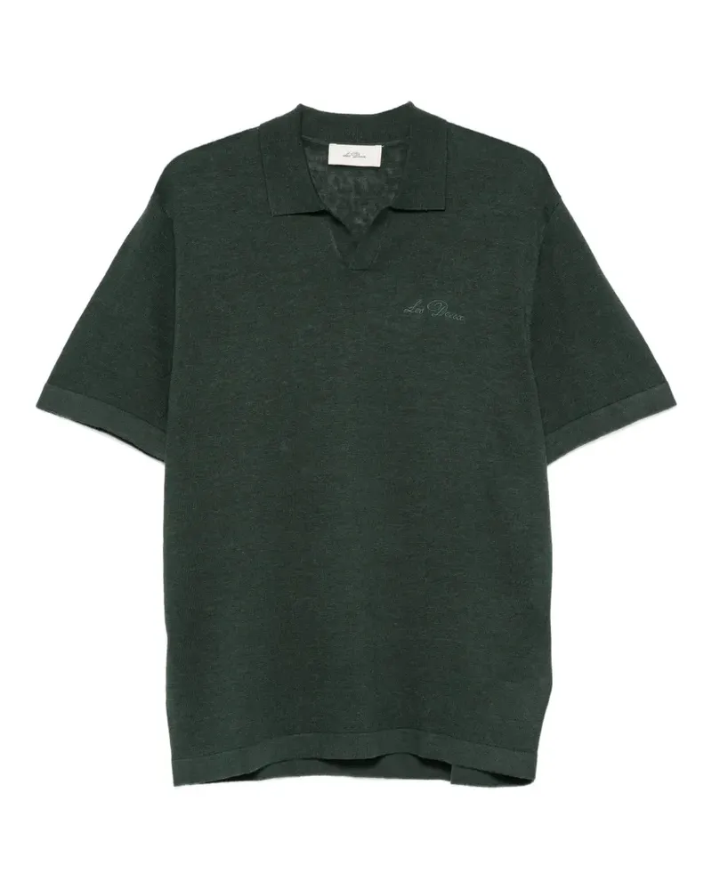 LES DEUX logo-embroidered knit T-shirt - Grün Grün