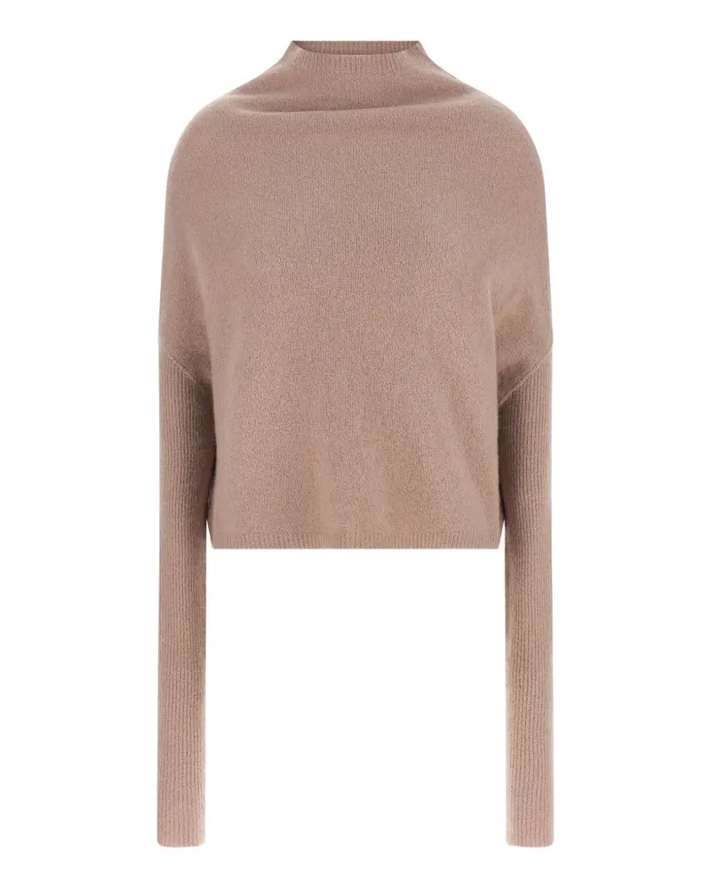 Rick Owens Tower LS Crater Pullover mit Stehkragen - Nude Nude