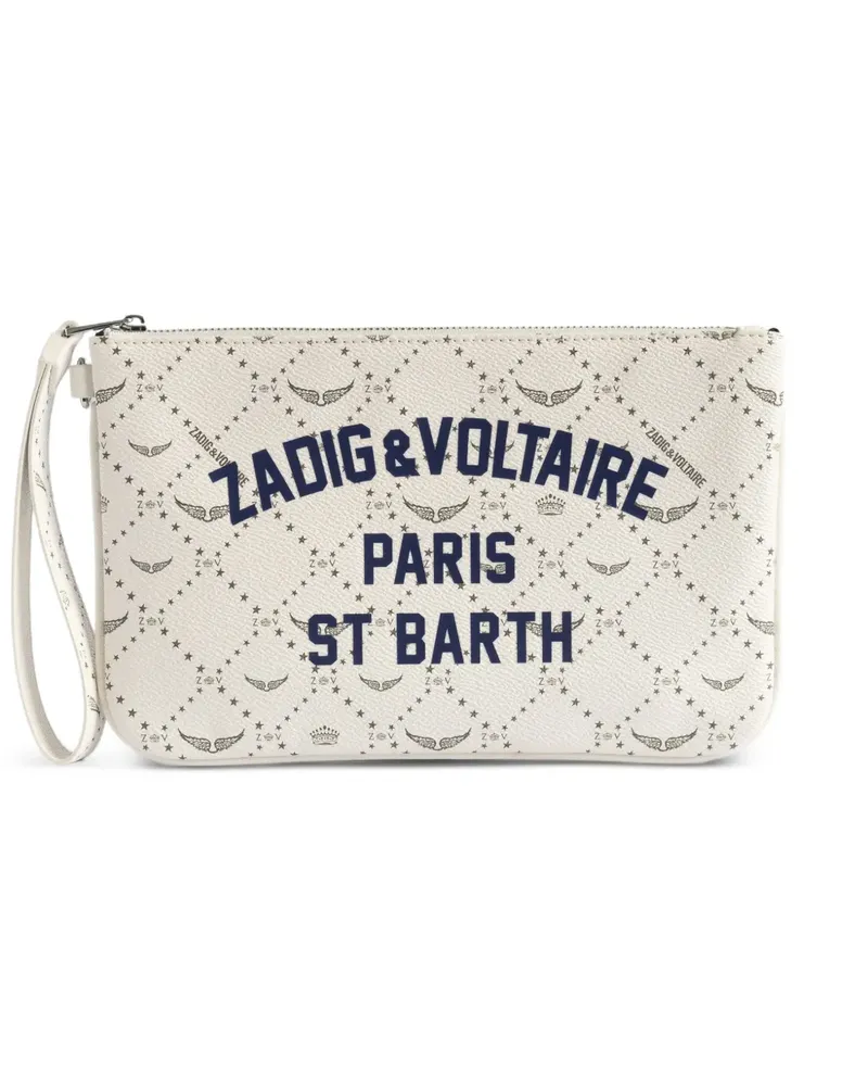 Zadig & Voltaire x St Barth logo-print clutch bag - Nude Nude