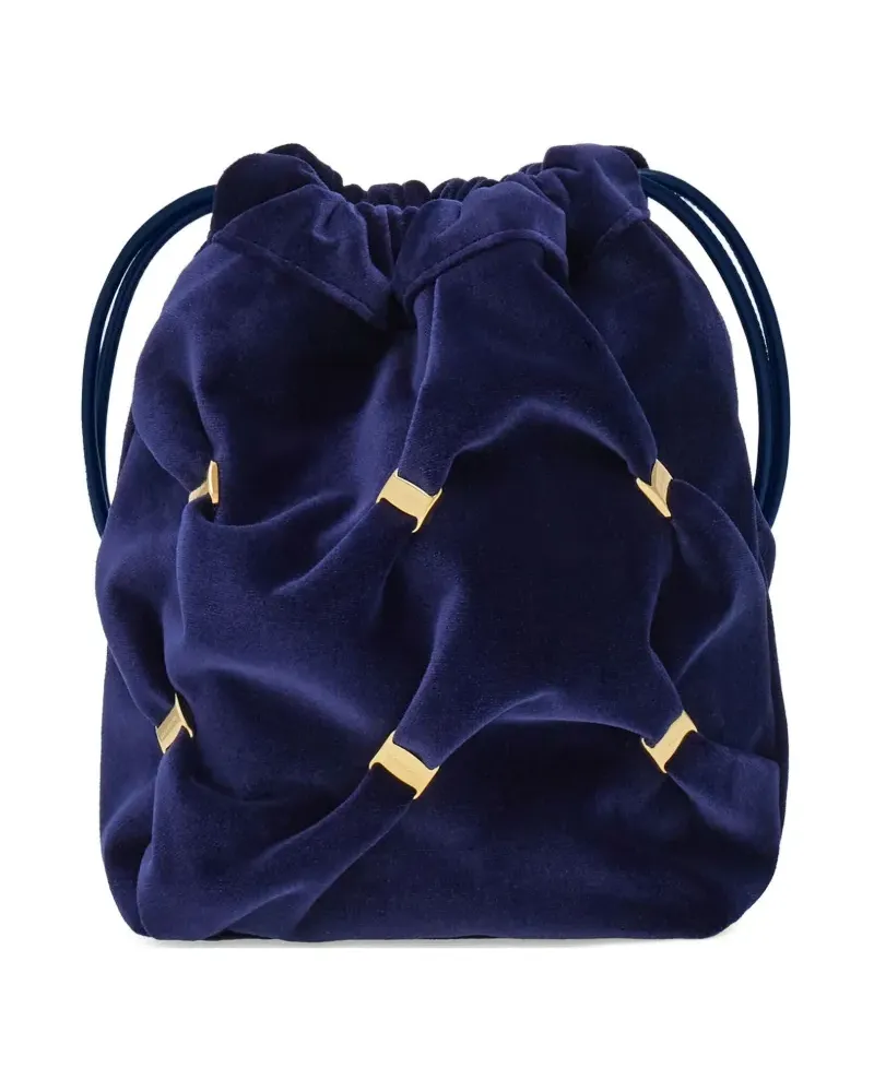Ferragamo mini Vara-bow gathered bucket bag - Blau Blau