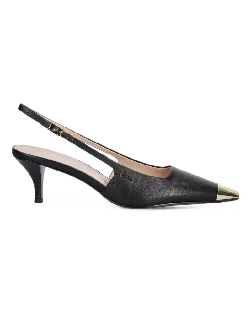 Furla metal-toe-cap slingback pumps - Schwarz Schwarz
