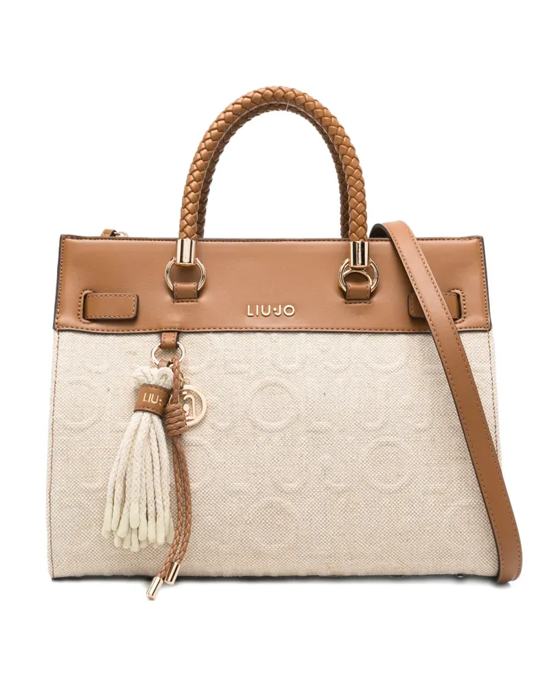 Liu Jo Manhattan Jacquard-Tote Bag mit Flechthenkel - Nude Nude
