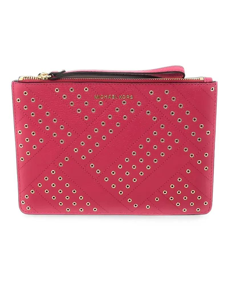 Michael Kors Jet Set Travel eyelet-embellished clutch bag - Rosa Rosa