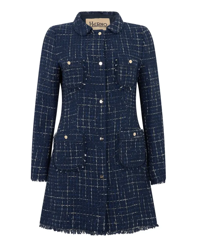 Herno Tweed-Mantel mit ausgefransten Kanten - Blau Blau