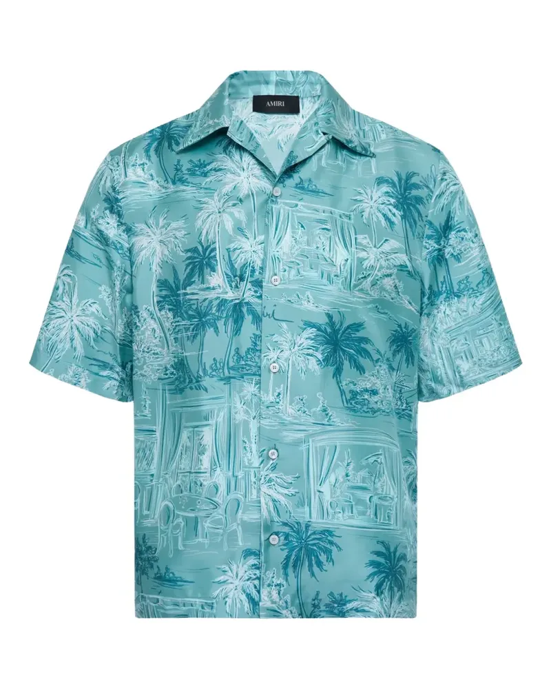 Amiri Bowlinghemd mit Knopfleiste - Blau Blau