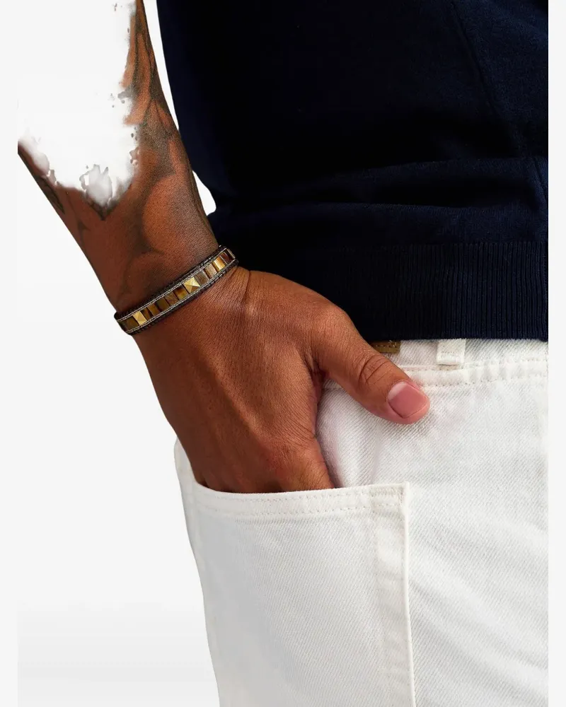 Nialaya stud tiger-eye bracelet - Braun Braun