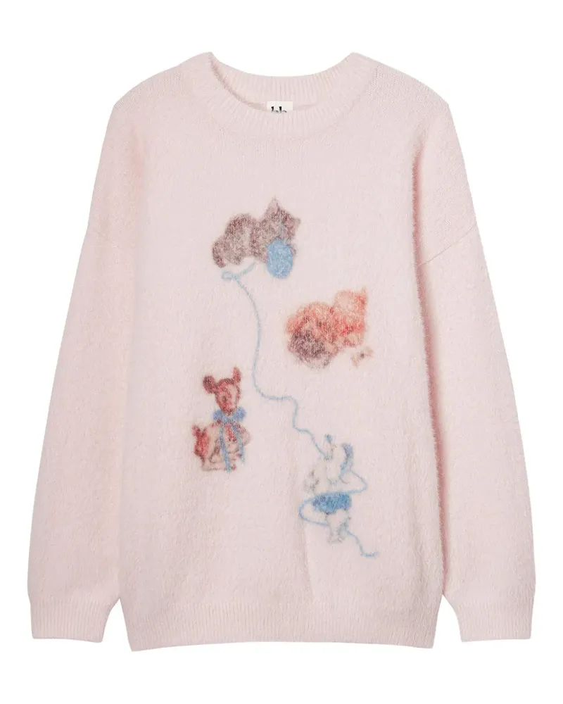 b+ab Pullover mit grafischem Print - Rosa Rosa