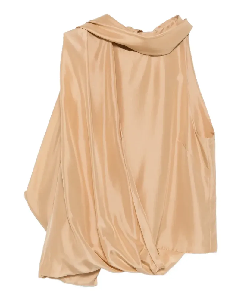 Alberta Ferretti draped scarf-detail blouse - Nude Nude