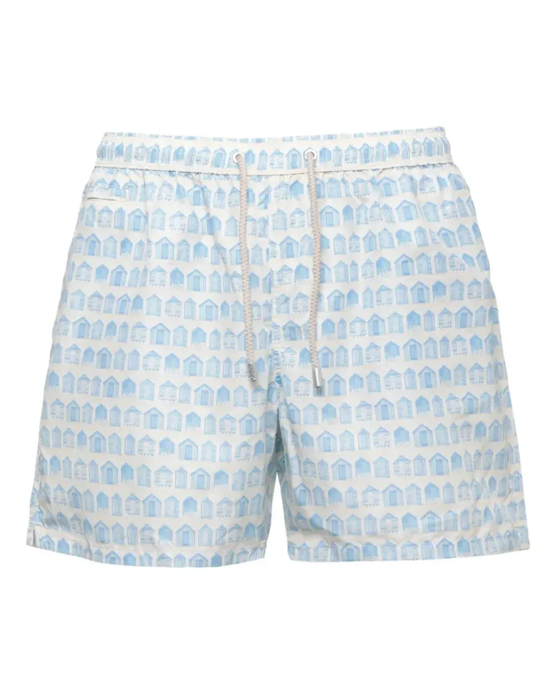 MC2 Saint Barth Lighting beach-hut print swim shorts - Blau Blau