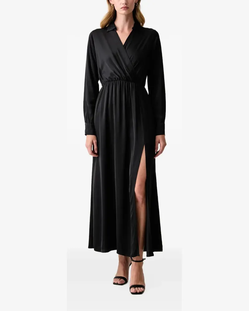 Fracomina wrap-style side-slit maxi dress - Schwarz Schwarz