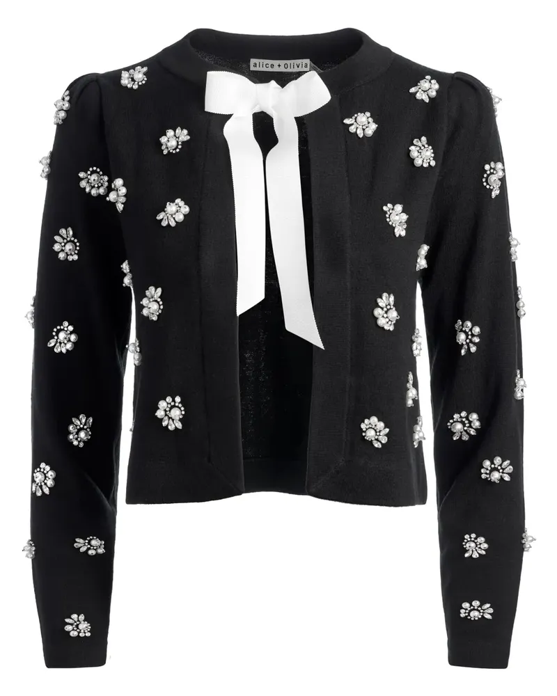 Alice + Olivia Cardigan mit Kristallen - Schwarz Schwarz