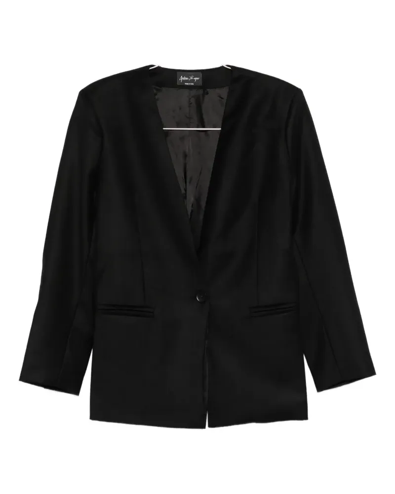 Andrea Ya'aqov collarless pocket jacket - Schwarz Schwarz