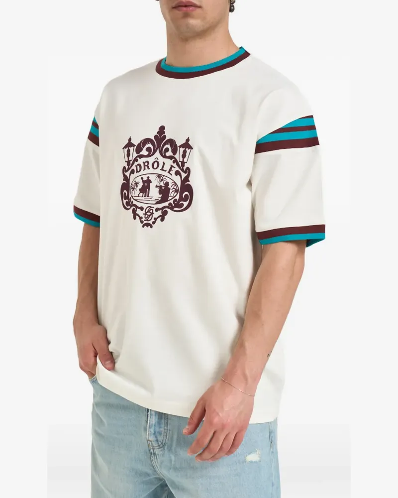 Drôle de Monsieur T-Shirt mit grafischem Print - Weiß Weiß