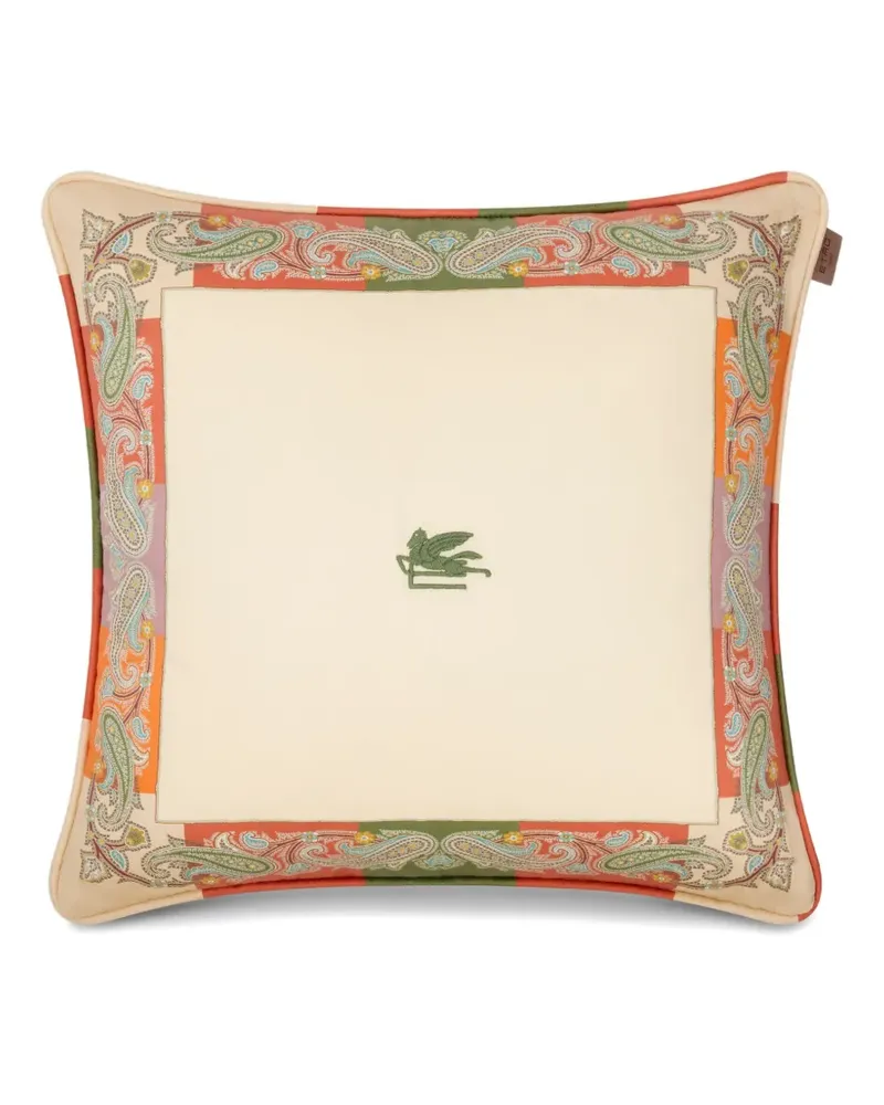 Etro paisley foliage motif cushion - Nude Nude