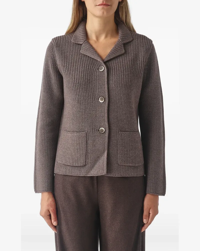 Gran Sasso ribbed-knit patch-pocket jacket - Braun Braun