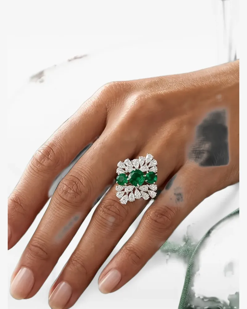 HYT Jewelry emerald and diamond ring - Silber Silber