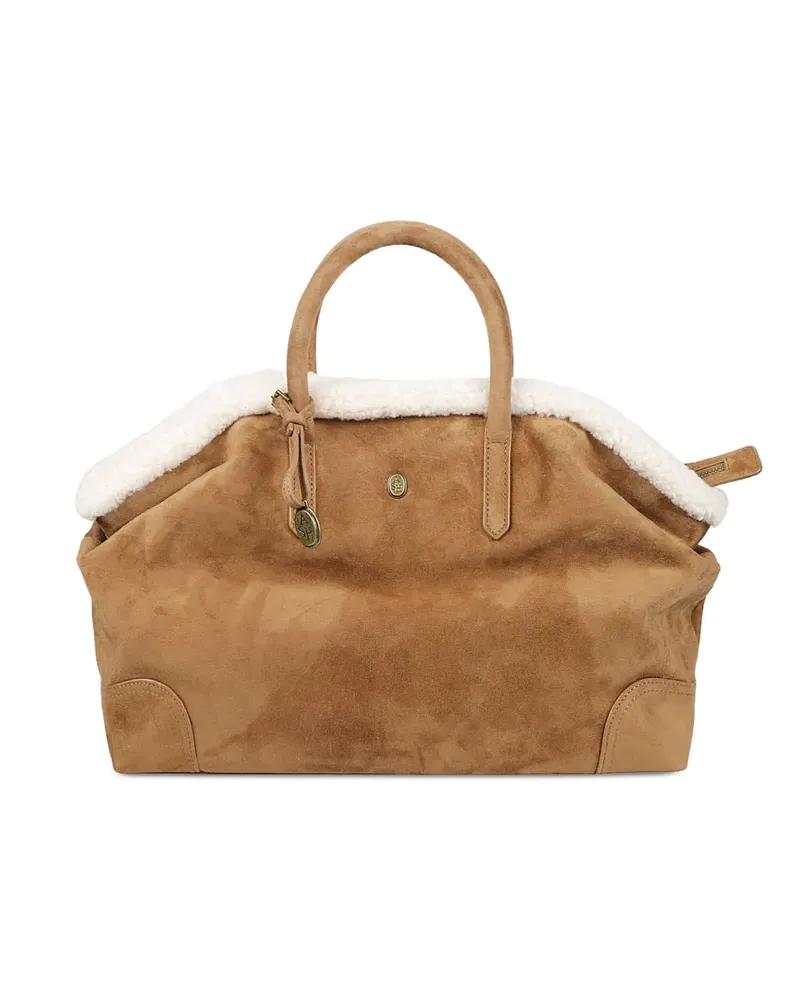 ash Jacqueline Tote Bag mit Shearling-Besatz - Braun Braun