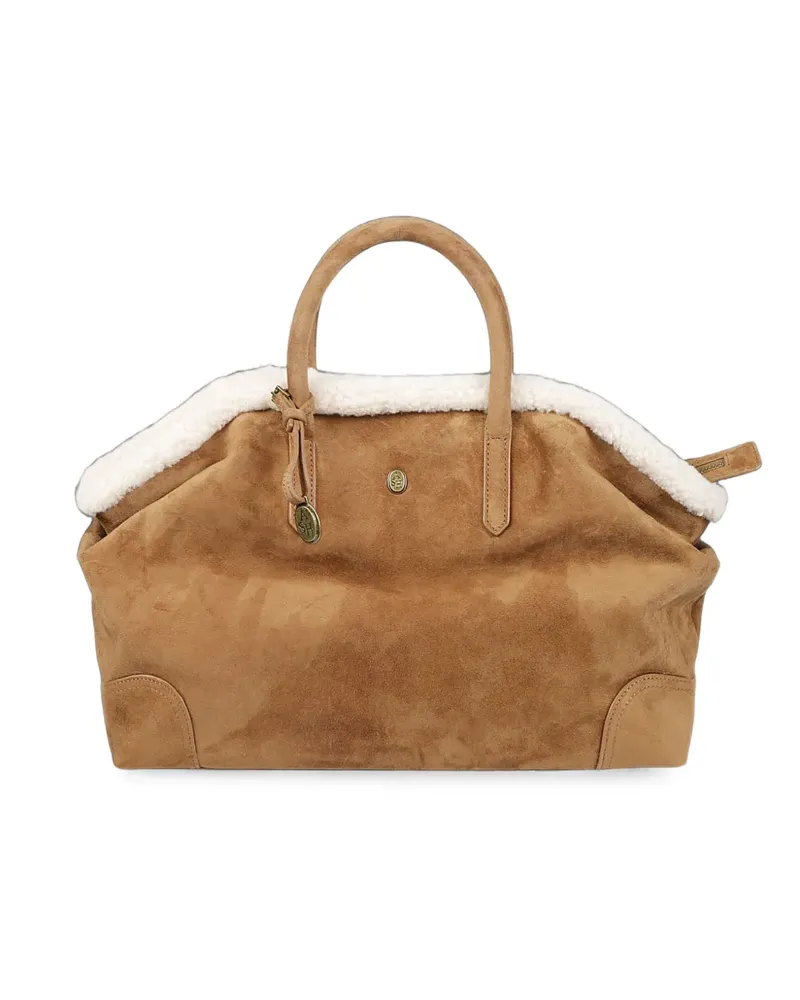 ash Jacqueline Tote Bag mit Shearling-Besatz - Braun Braun