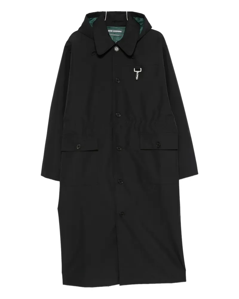 Reese Cooper Kapuzen-Regenmantel mit Klappentasche - Schwarz Schwarz