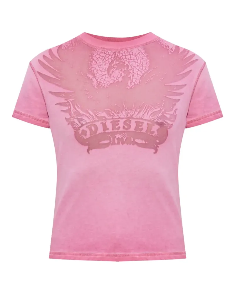 Diesel T-Shirt im Distressed-Look - Rosa Rosa