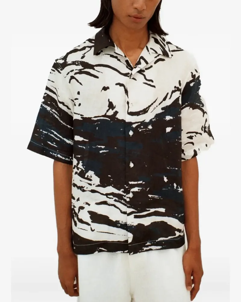 COMMAS abstract-print short-sleeve shirt - Weiß Weiß