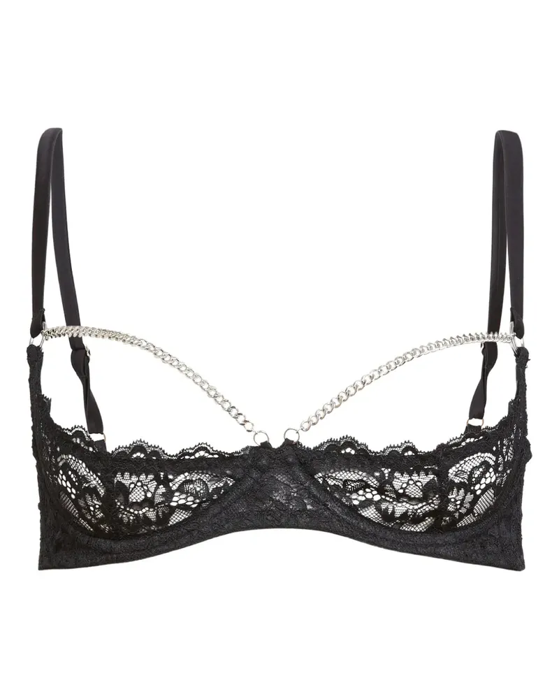 Fleur Du Mal Bianca chain-detail lace bra - Schwarz Schwarz