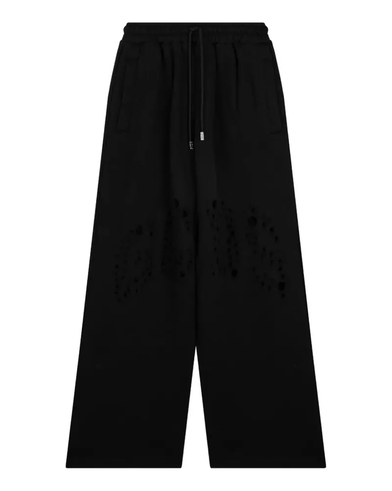 GCDS Lasergeschnittene Jogginghose mit Logo-Lochmuster - Schwarz Schwarz