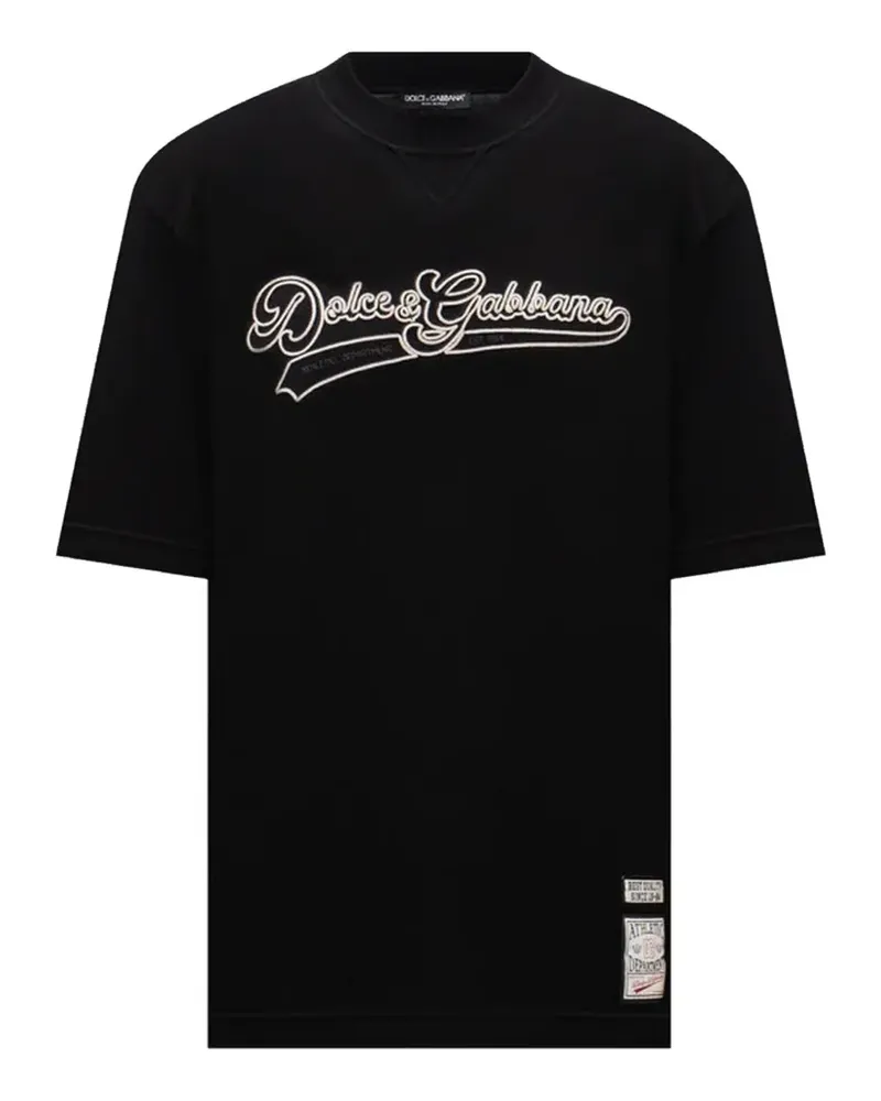Dolce & Gabbana logo-embroidered patch-detail T-shirt - Schwarz Schwarz