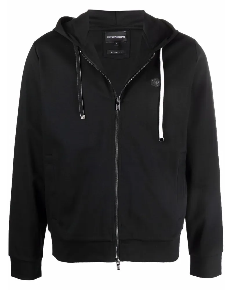Emporio Armani Kapuzenjacke mit Logo-Patch - Schwarz Schwarz
