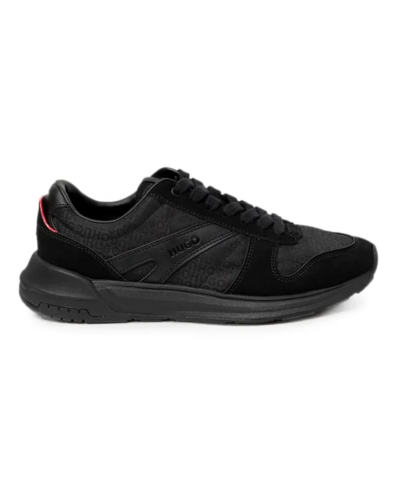HUGO BOSS monogram-jacquard sneakers with faux-suede trim - Schwarz Schwarz