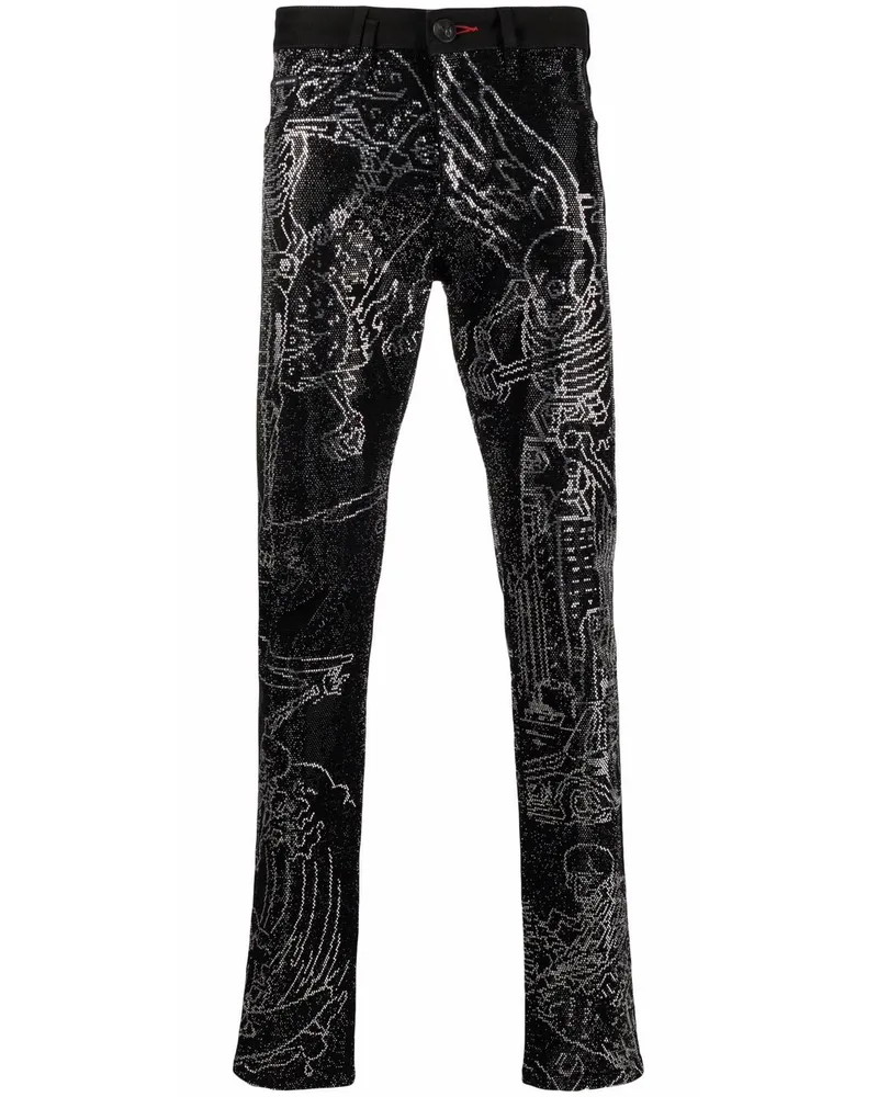 Philipp Plein Skeleton Tattoo Straight-Leg-Jeans - Schwarz Schwarz