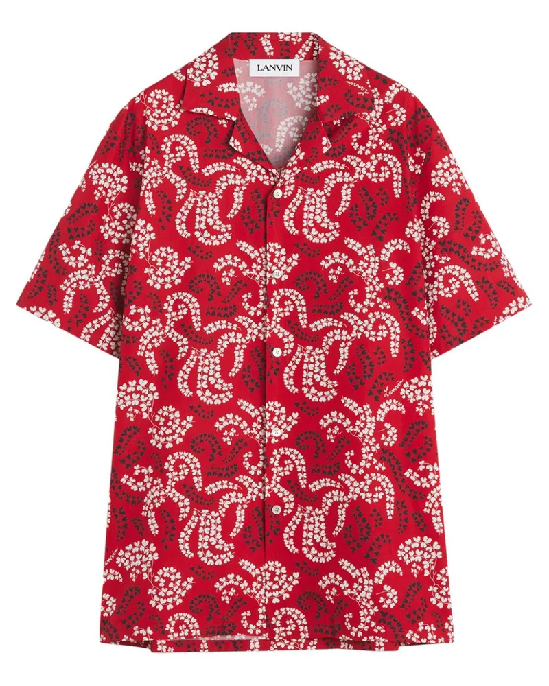 Lanvin Hemd mit Blatt-Print - Rot Rot