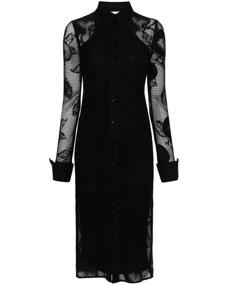 SPORTMAX Canosa Midikleid mit Blumenspitze - Schwarz Schwarz