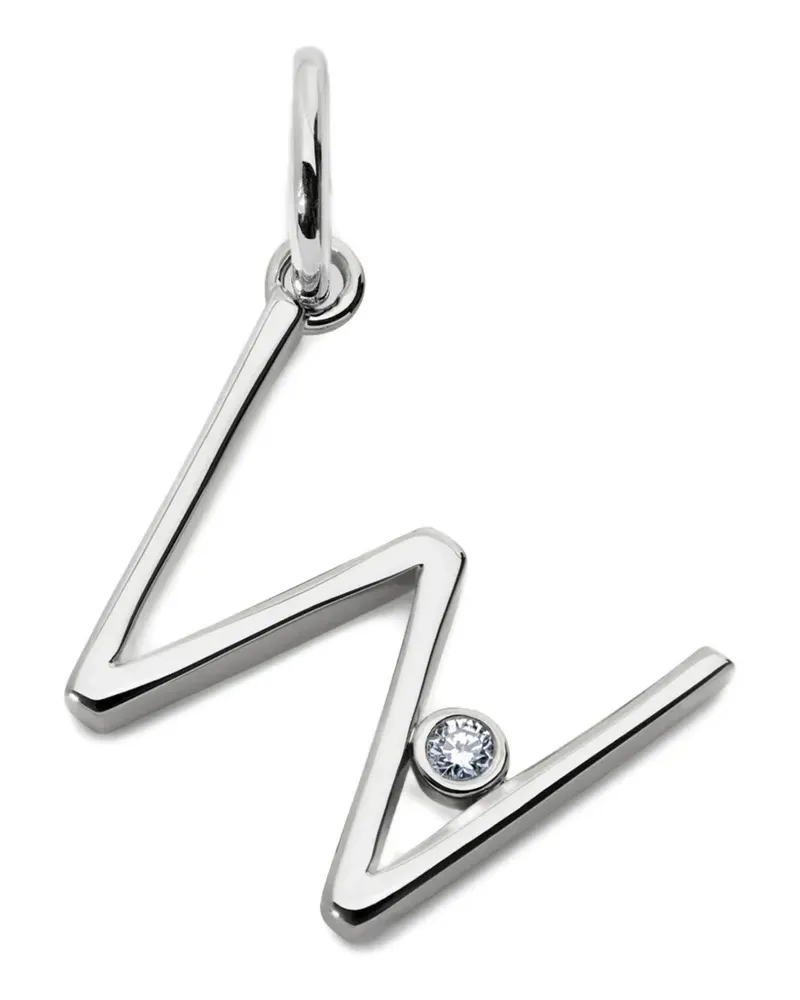 Monica Vinader Initial W Solitär-Anhänger mit Diamanten - Silber Silber