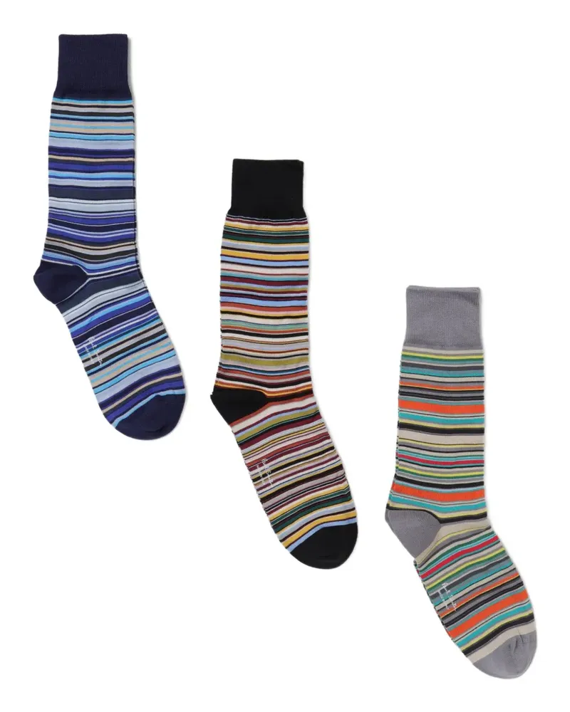 Paul Smith Gestreifte Socken (3er-Pack) - Blau Blau