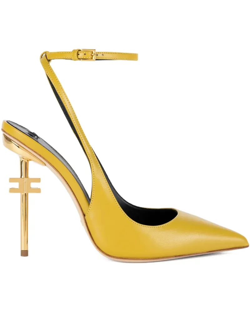 Elisabetta Franchi Slingback-Pumps mit Logo 105mm - Gelb Gelb